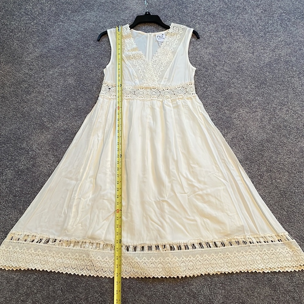 NWT Nu New York bohemian white midi dress with lace cutout trim - Picture 10 of 10